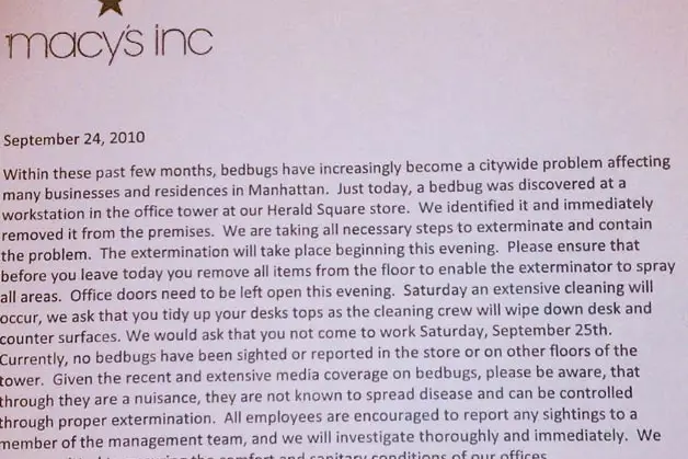 Letter sent to Macy's employees at Herald Square